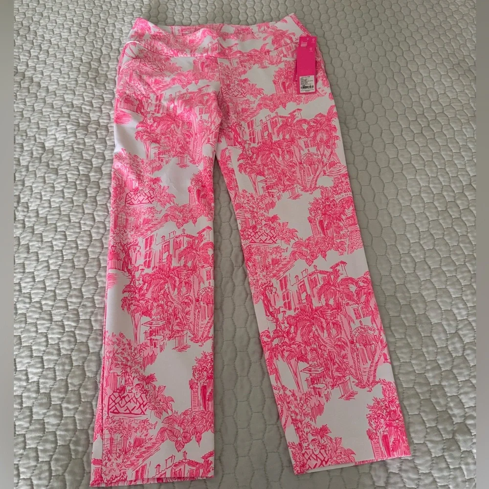 NWT Lilly Pulitzer CORSO CROP PANT UPF 50+ RESORT WHITE PB ANNIVERSARY TOILE 4 - Picture 2 of 10